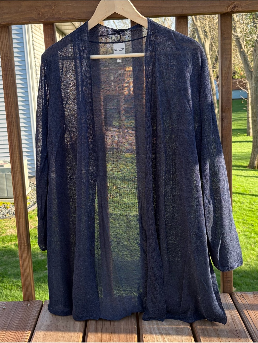NIC+ZOE Navy Open-Front Lightweight Cardigan